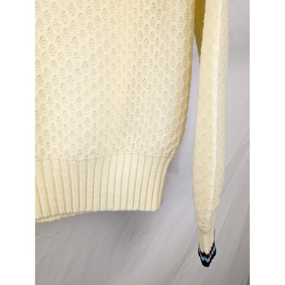 Vtg Cream Floral Embroidered Turtle Neck Sweater M Granny Cottagecore Whimsical - Picture 10 of 11